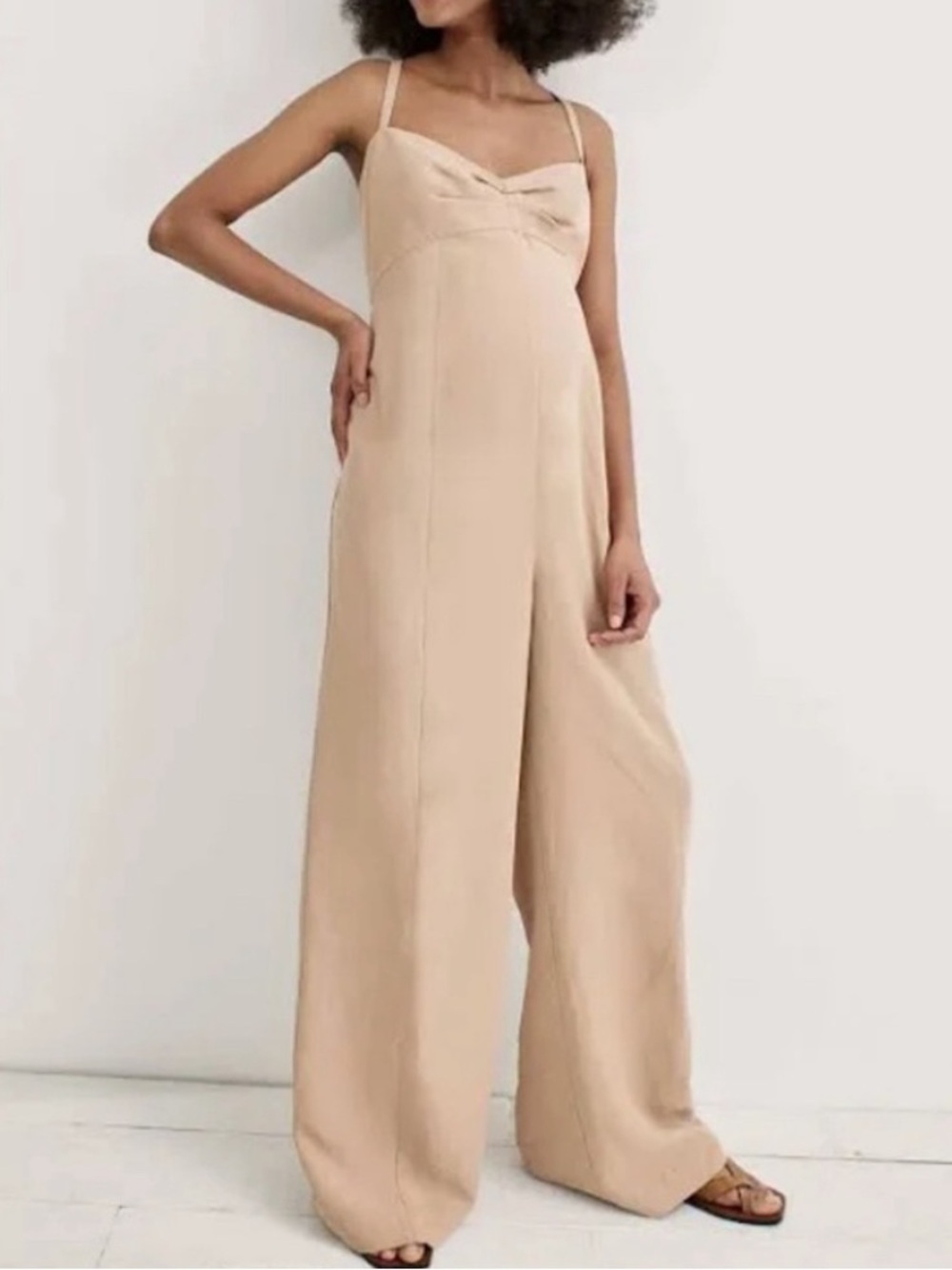 New Hatch The Heidi Jumpsuit Sandstone Beige Linen 1 Small